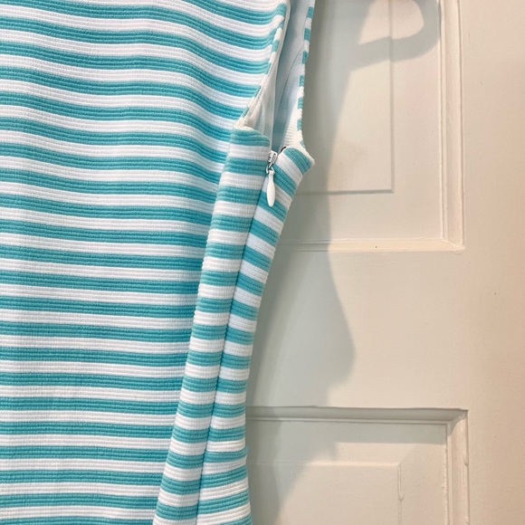 Lilly Pulitzer Shorely Blue Ottoman Stripe Whiting Cut Out Shift Dress - Picture 5 of 5